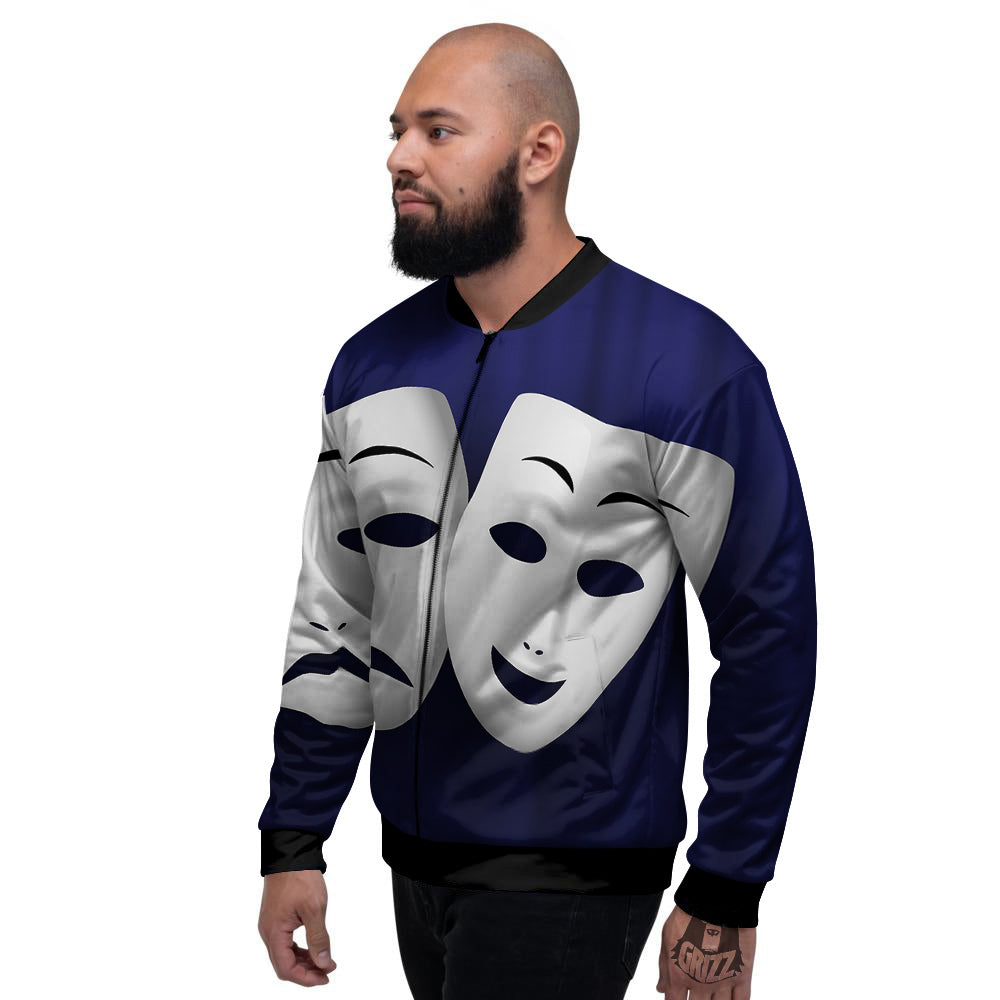 Theater Masks Tragedy And Comedy Print Men's Bomber Jacket-grizzshop