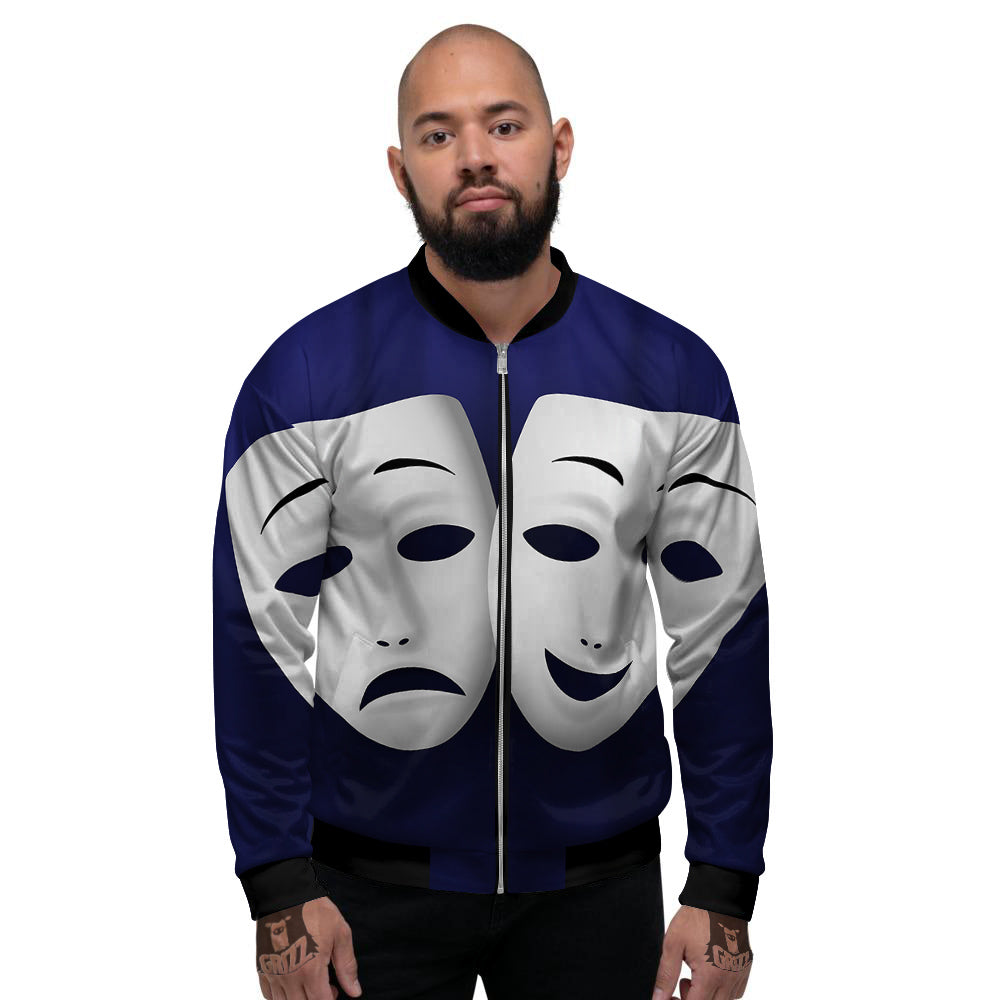 Theater Masks Tragedy And Comedy Print Men's Bomber Jacket-grizzshop