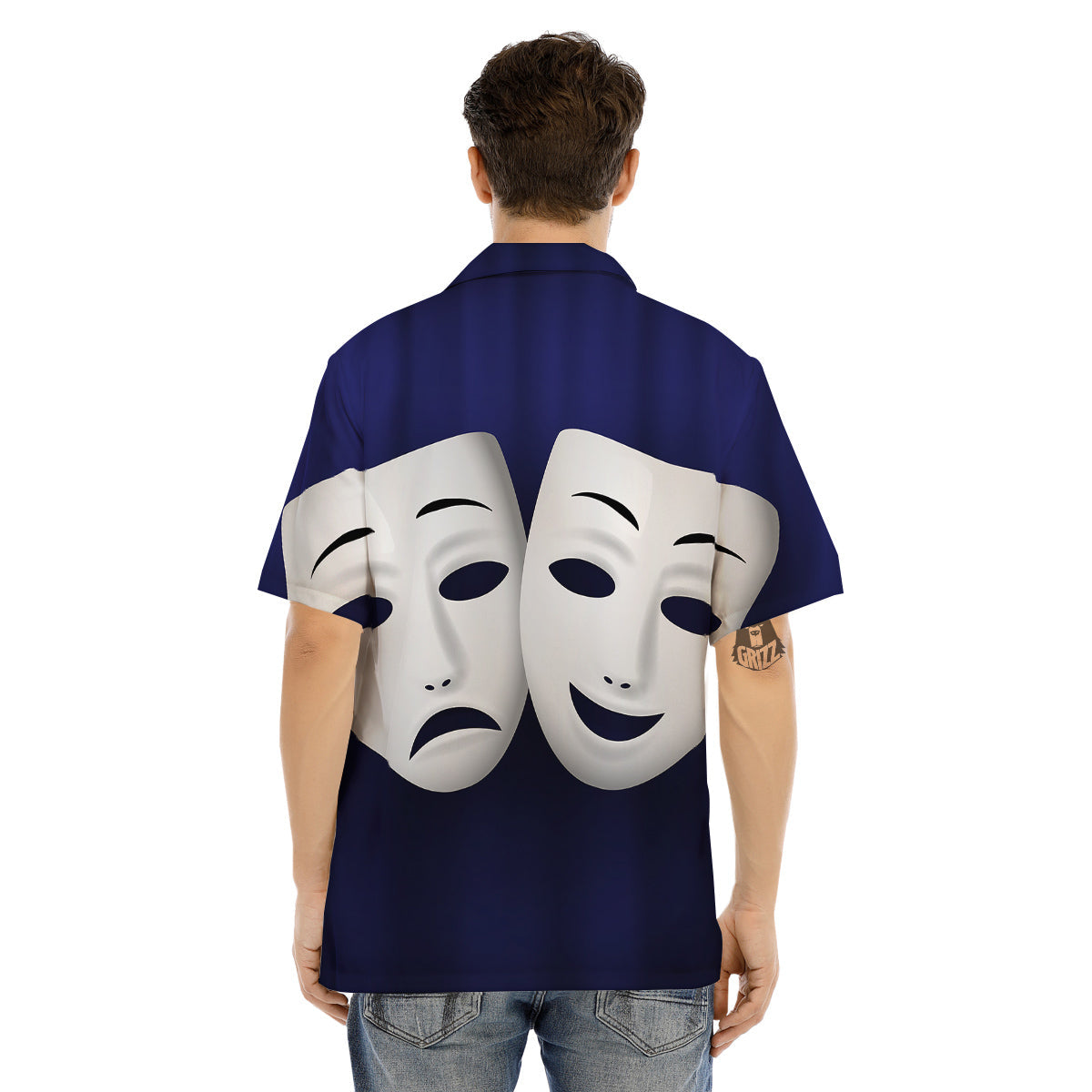 Theater Masks Tragedy And Comedy Print Men's Hawaiian Shirt-grizzshop