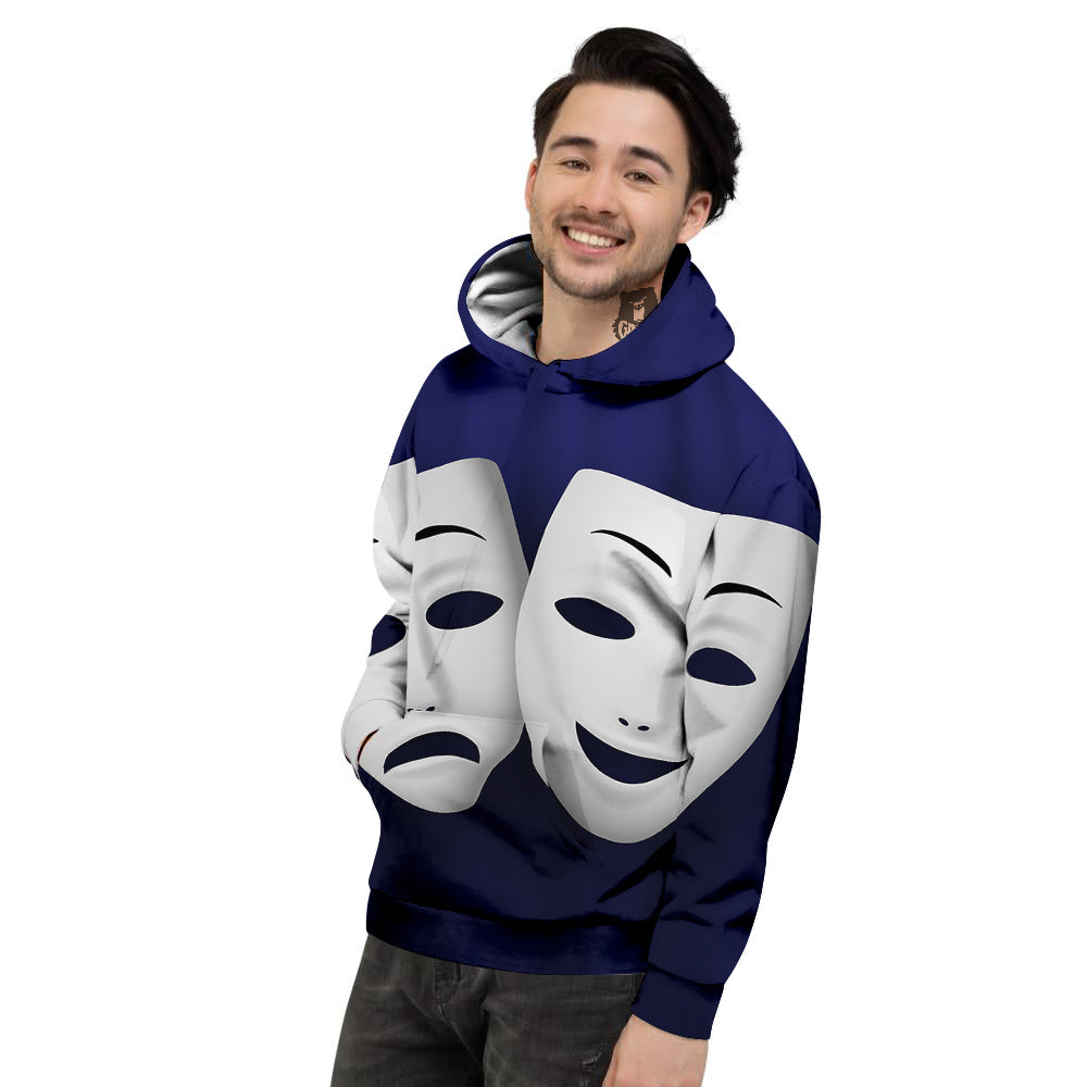Theater Masks Tragedy And Comedy Print Men's Hoodie-grizzshop
