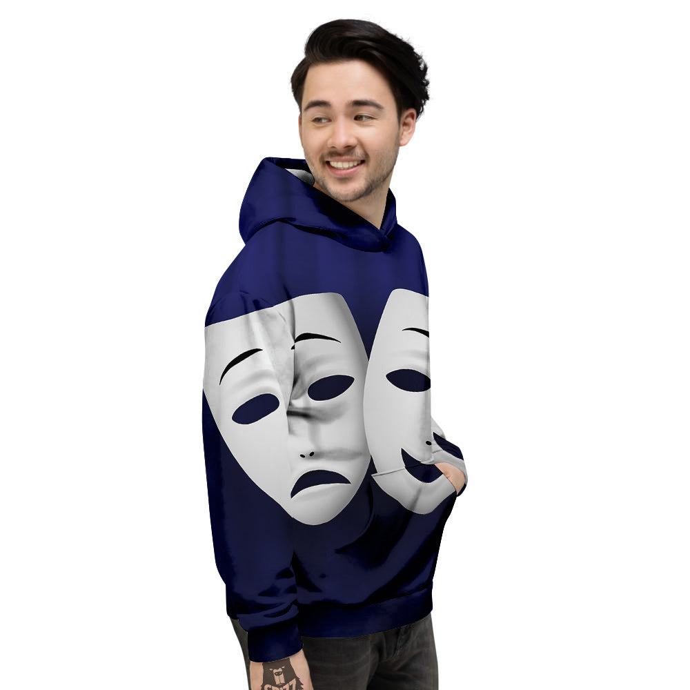 Theater Masks Tragedy And Comedy Print Men's Hoodie-grizzshop