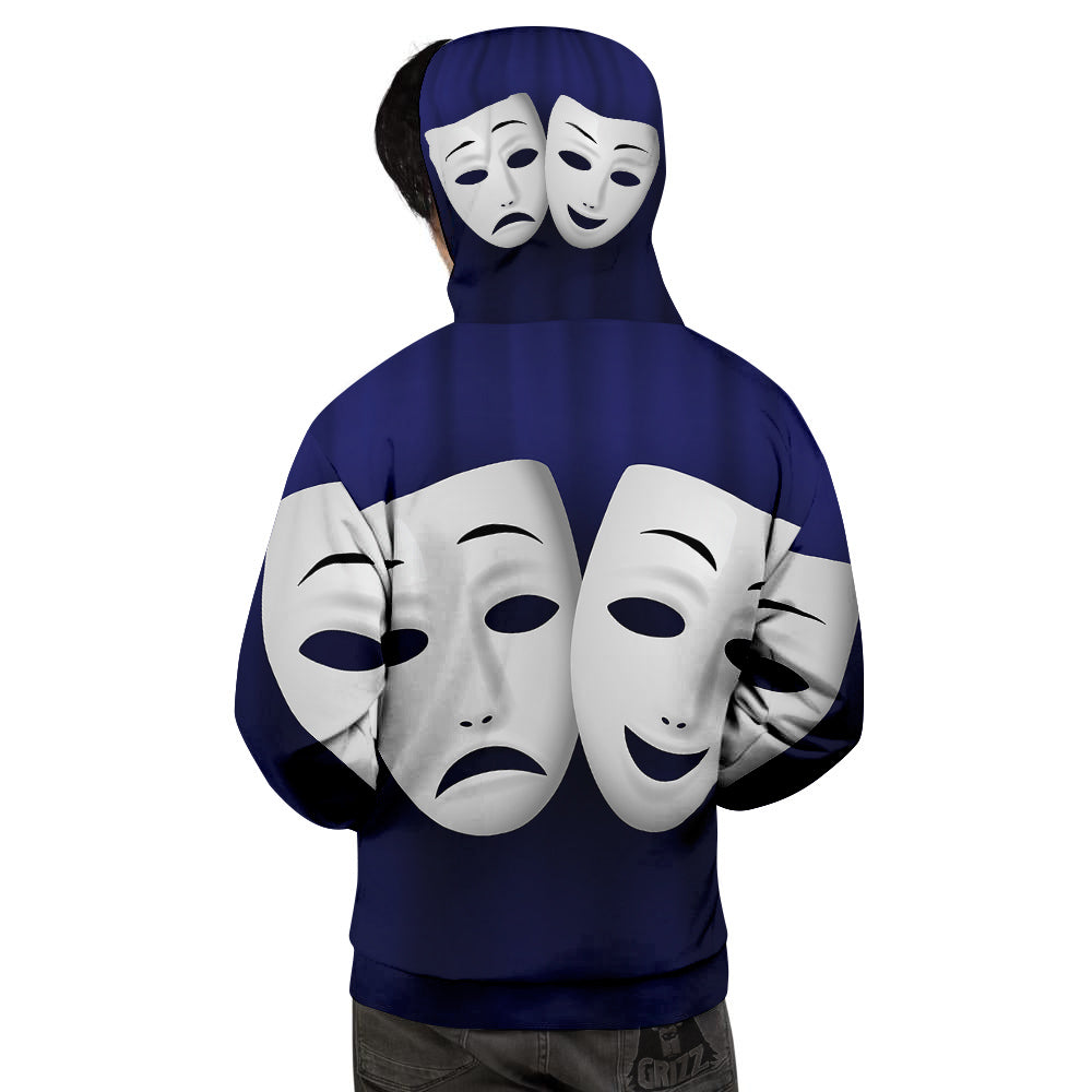Theater Masks Tragedy And Comedy Print Men's Hoodie-grizzshop