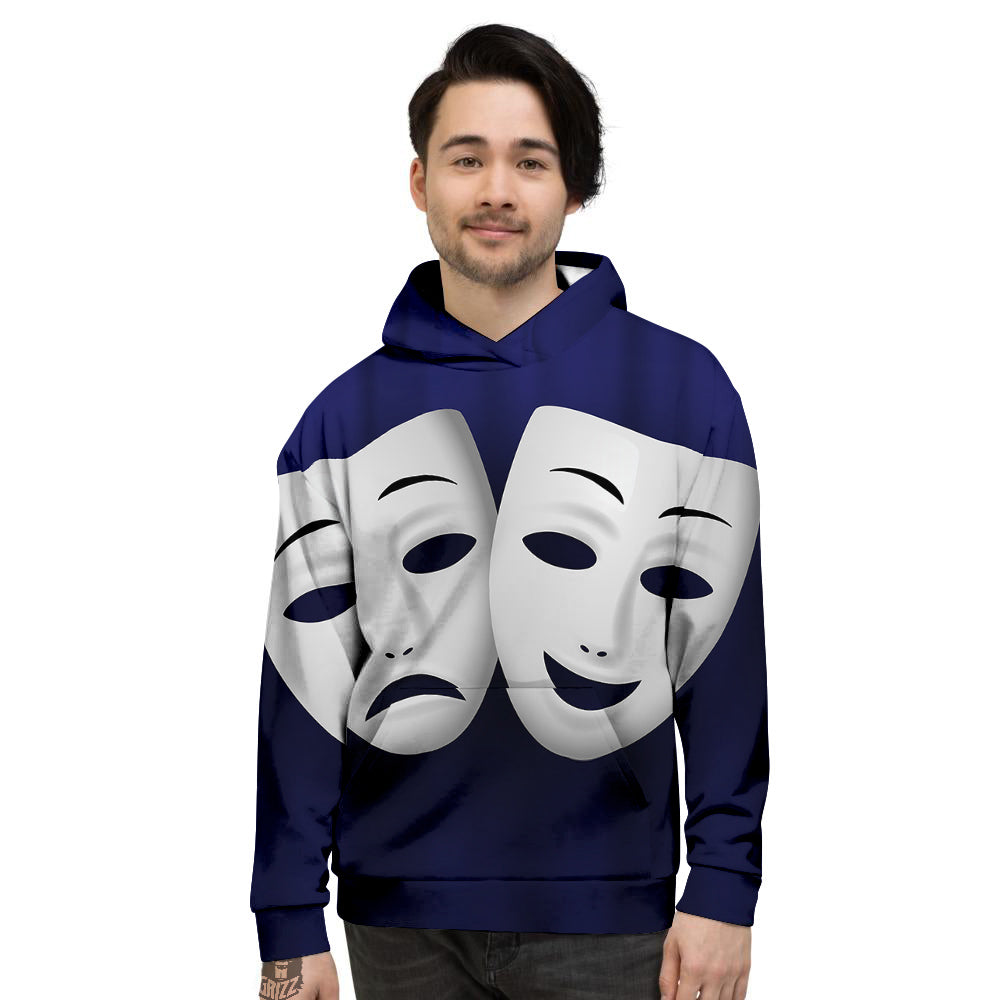Theater Masks Tragedy And Comedy Print Men's Hoodie-grizzshop