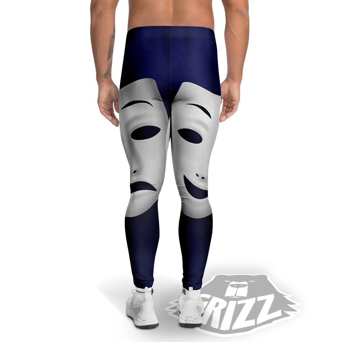 Theater Masks Tragedy And Comedy Print Men's Leggings-grizzshop