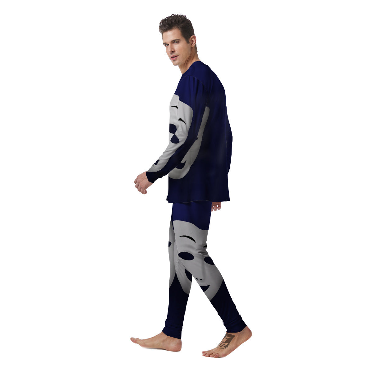 Theater Masks Tragedy And Comedy Print Men's Pajamas-grizzshop