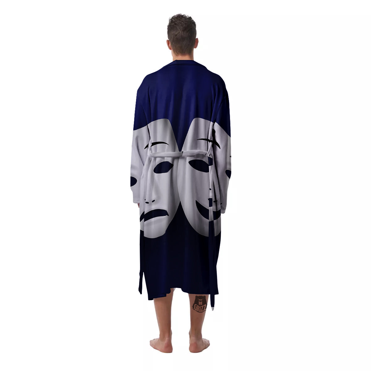 Theater Masks Tragedy And Comedy Print Men's Robe-grizzshop