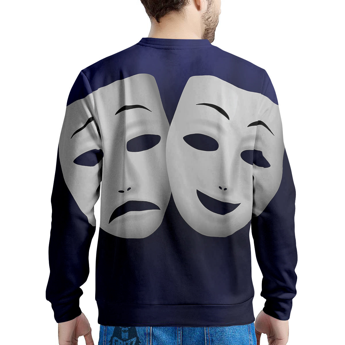 Theater Masks Tragedy And Comedy Print Men's Sweatshirt-grizzshop
