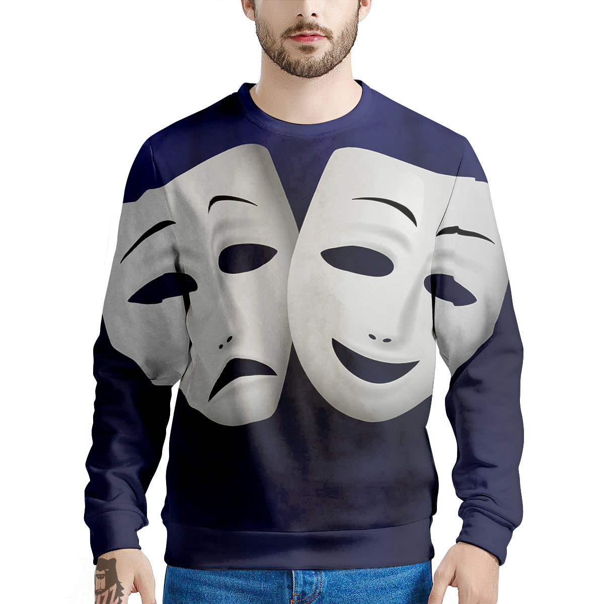 Theater Masks Tragedy And Comedy Print Men's Sweatshirt-grizzshop