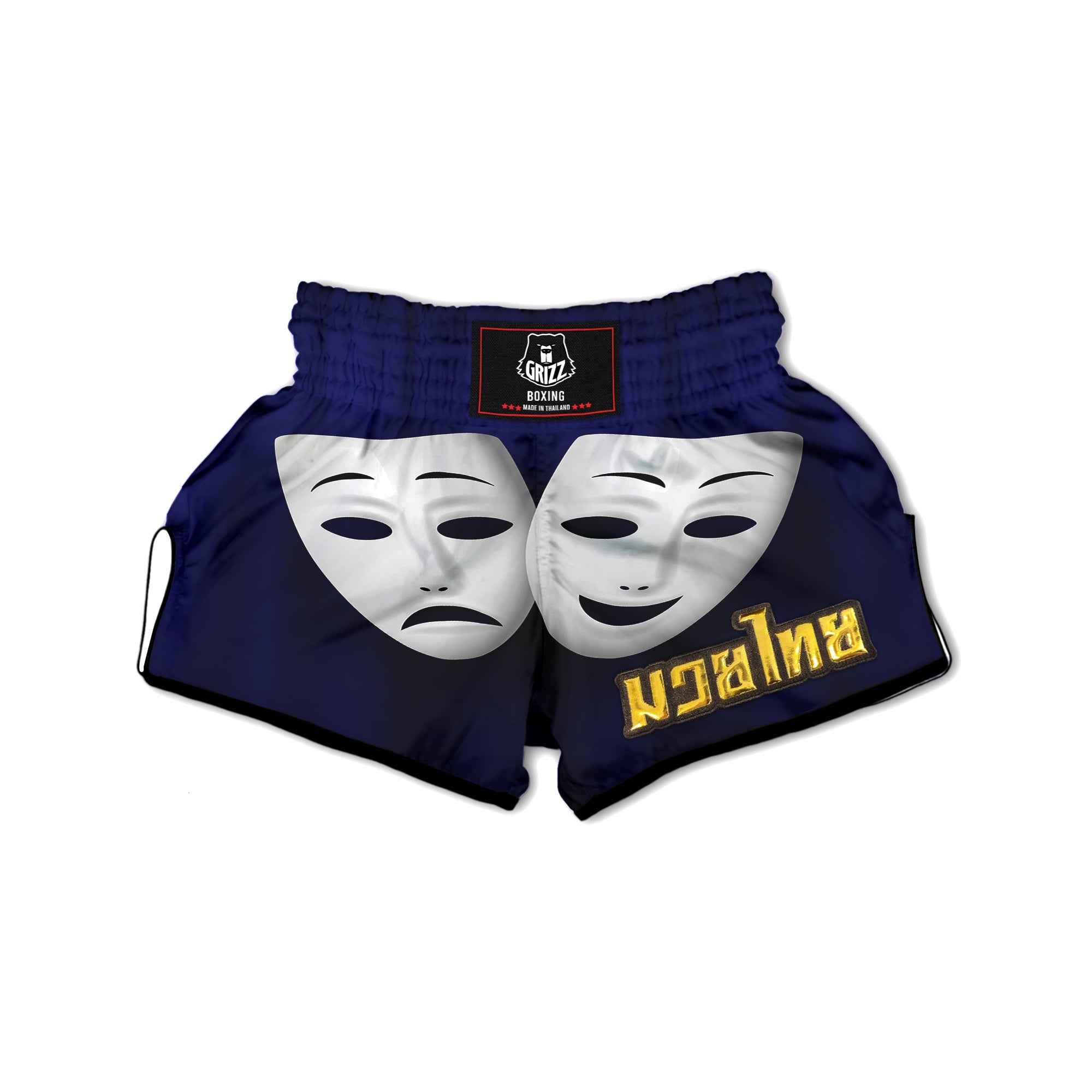Theater Masks Tragedy And Comedy Print Muay Thai Boxing Shorts-grizzshop