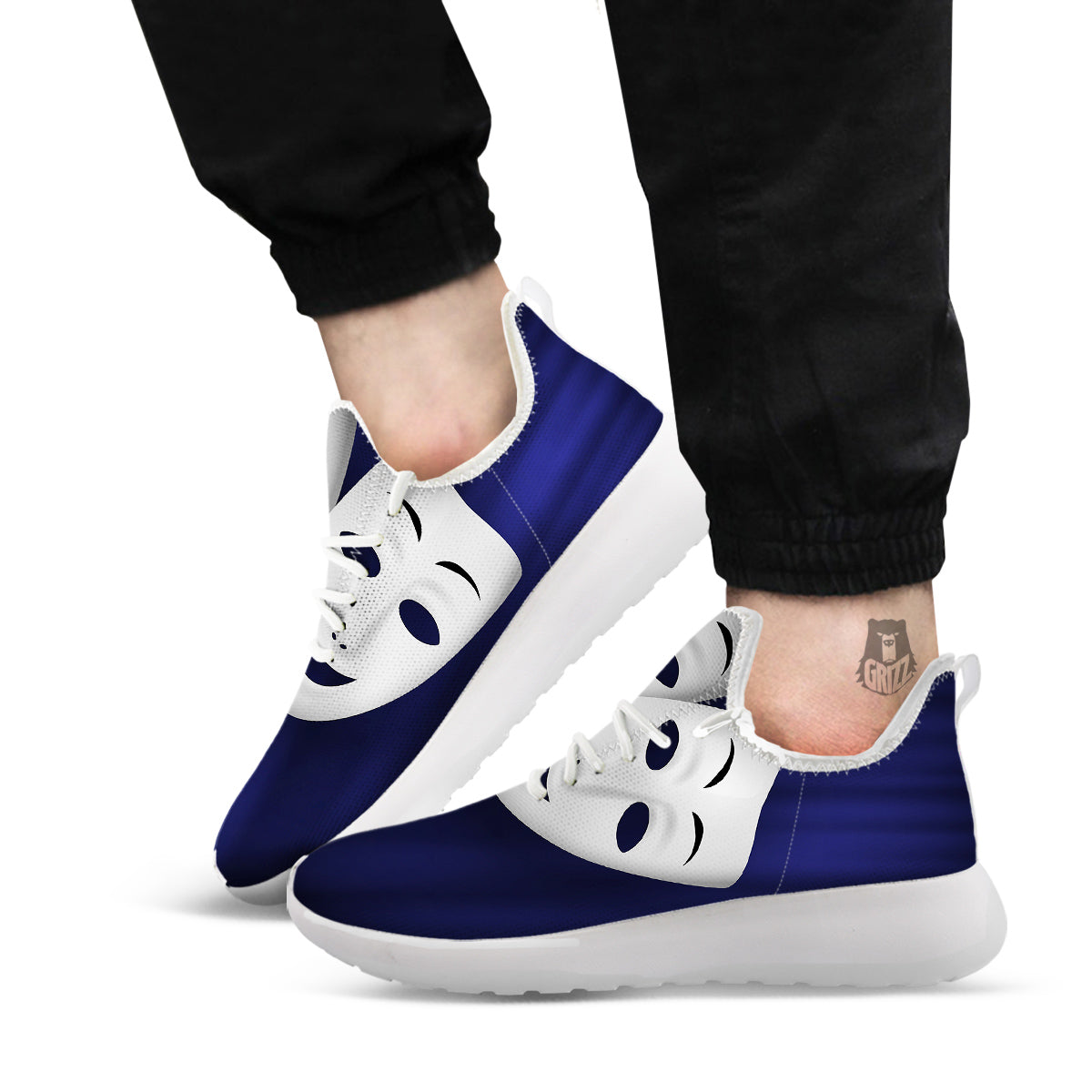 Theater Masks Tragedy And Comedy Print White Athletic Shoes-grizzshop