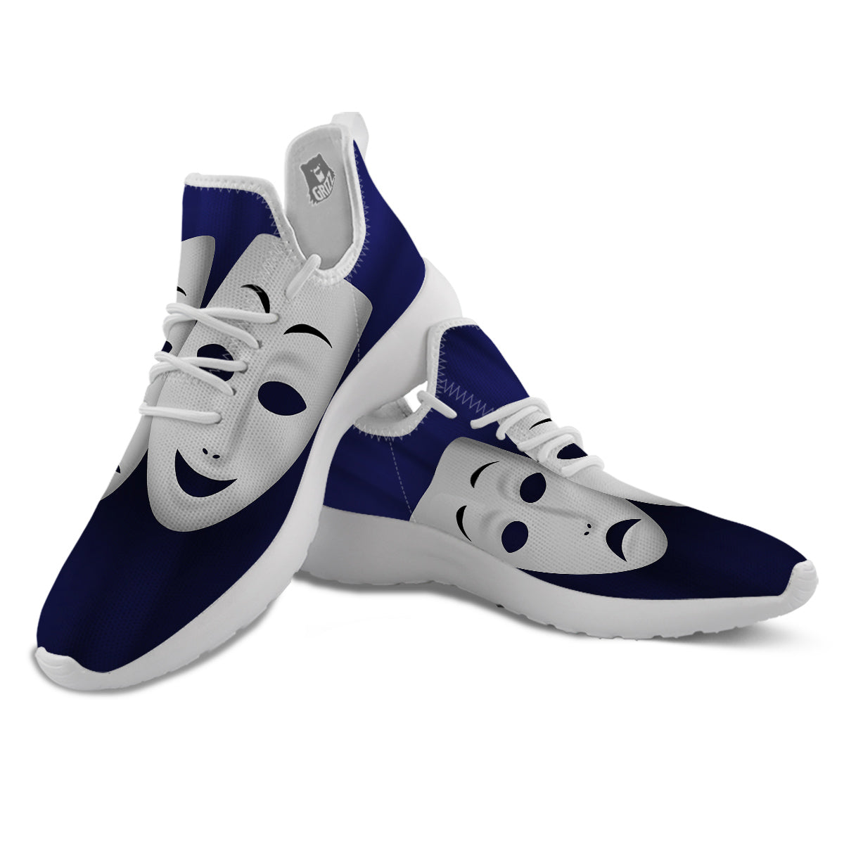 Theater Masks Tragedy And Comedy Print White Athletic Shoes-grizzshop