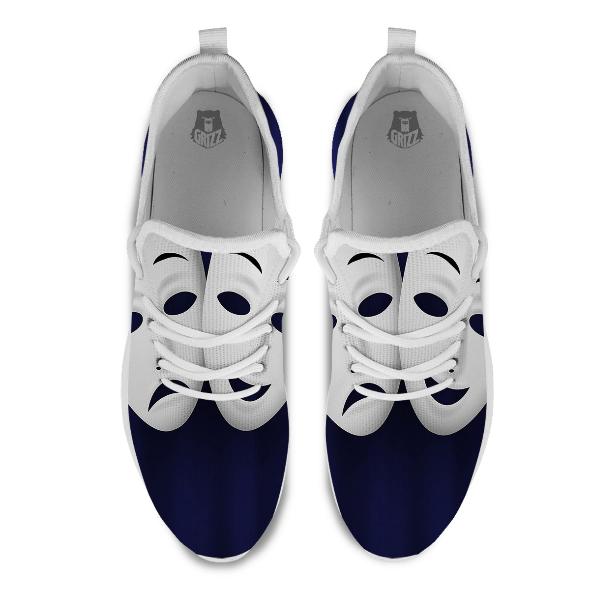 Theater Masks Tragedy And Comedy Print White Athletic Shoes-grizzshop