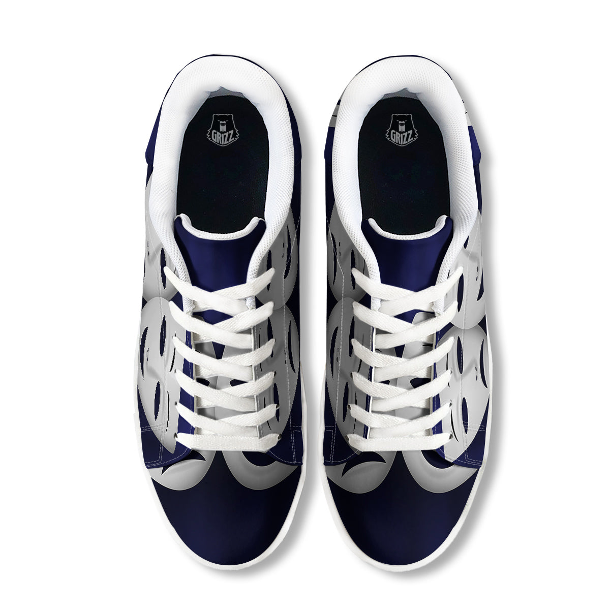 Theater Masks Tragedy And Comedy Print White Low Top Sneakers-grizzshop