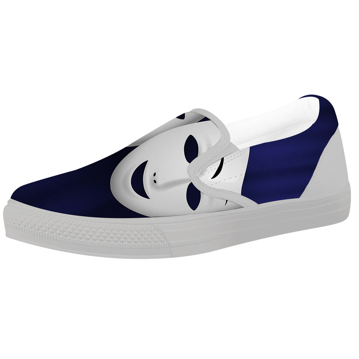 Theater Masks Tragedy And Comedy Print White Slip On Shoes-grizzshop