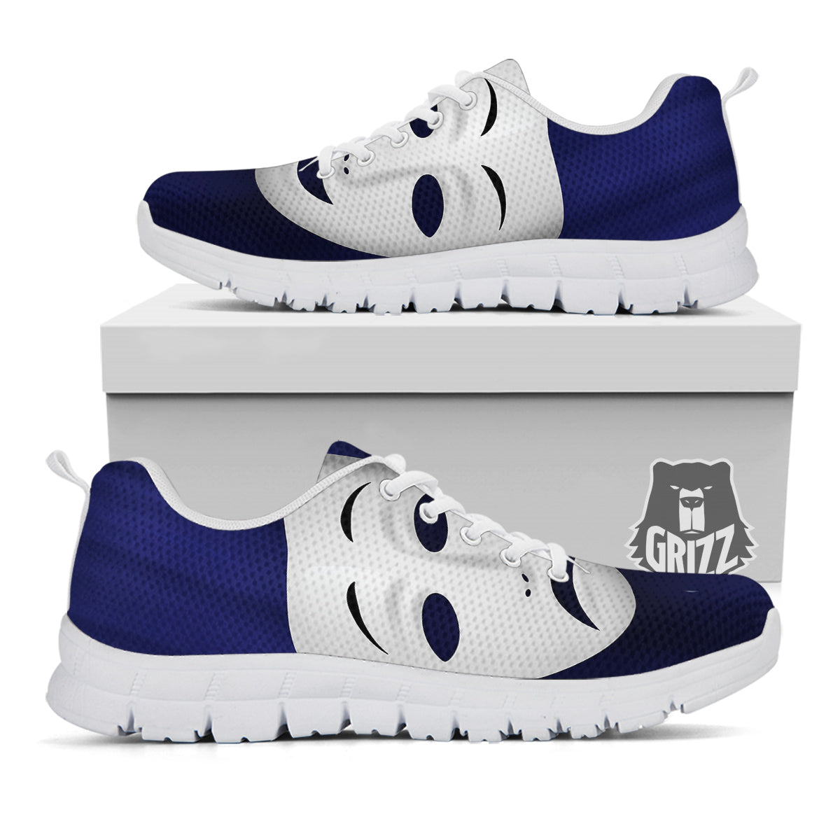 Theater Masks Tragedy And Comedy Print White Sneaker-grizzshop