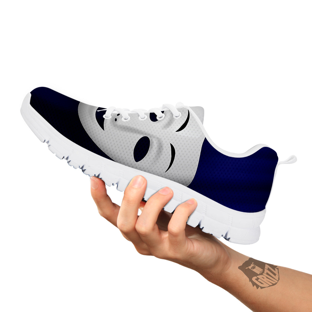 Theater Masks Tragedy And Comedy Print White Sneaker-grizzshop