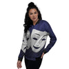 Theater Masks Tragedy And Comedy Print Women's Bomber Jacket-grizzshop