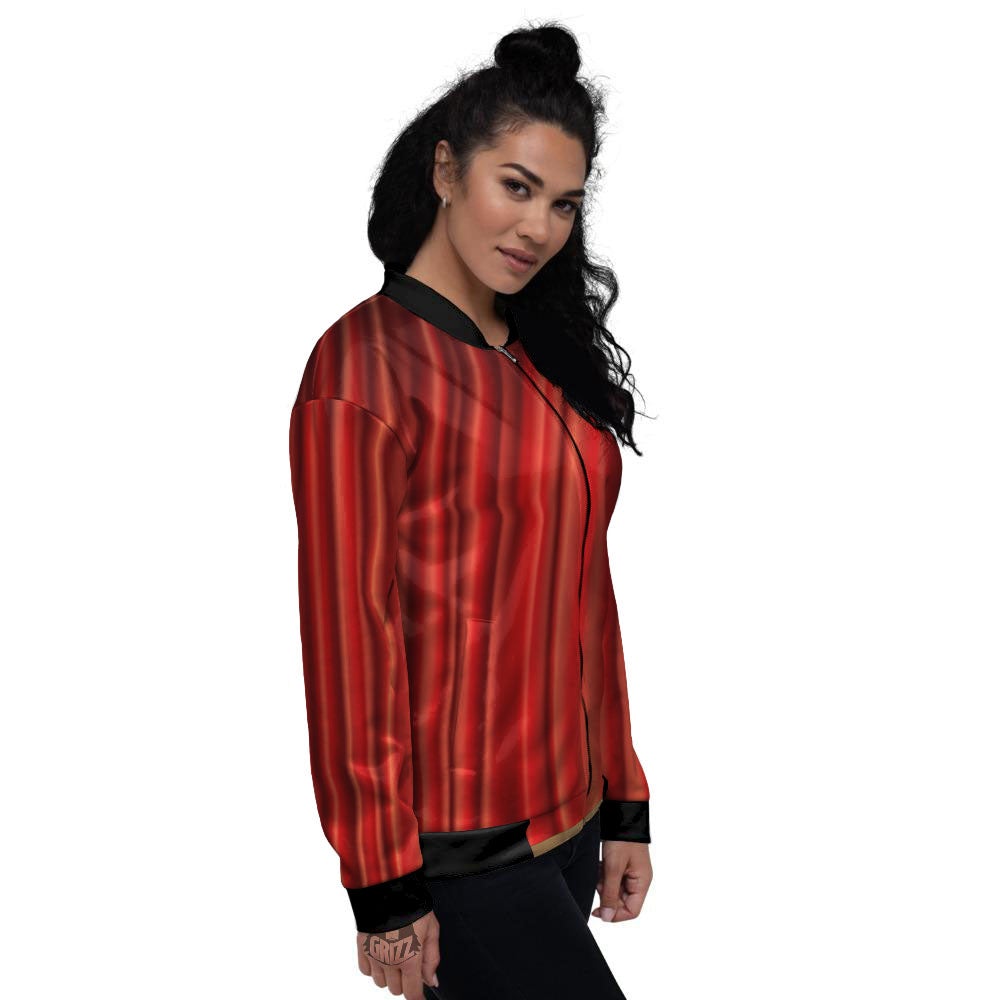 Theater Red Curtain Print Women's Bomber Jacket-grizzshop