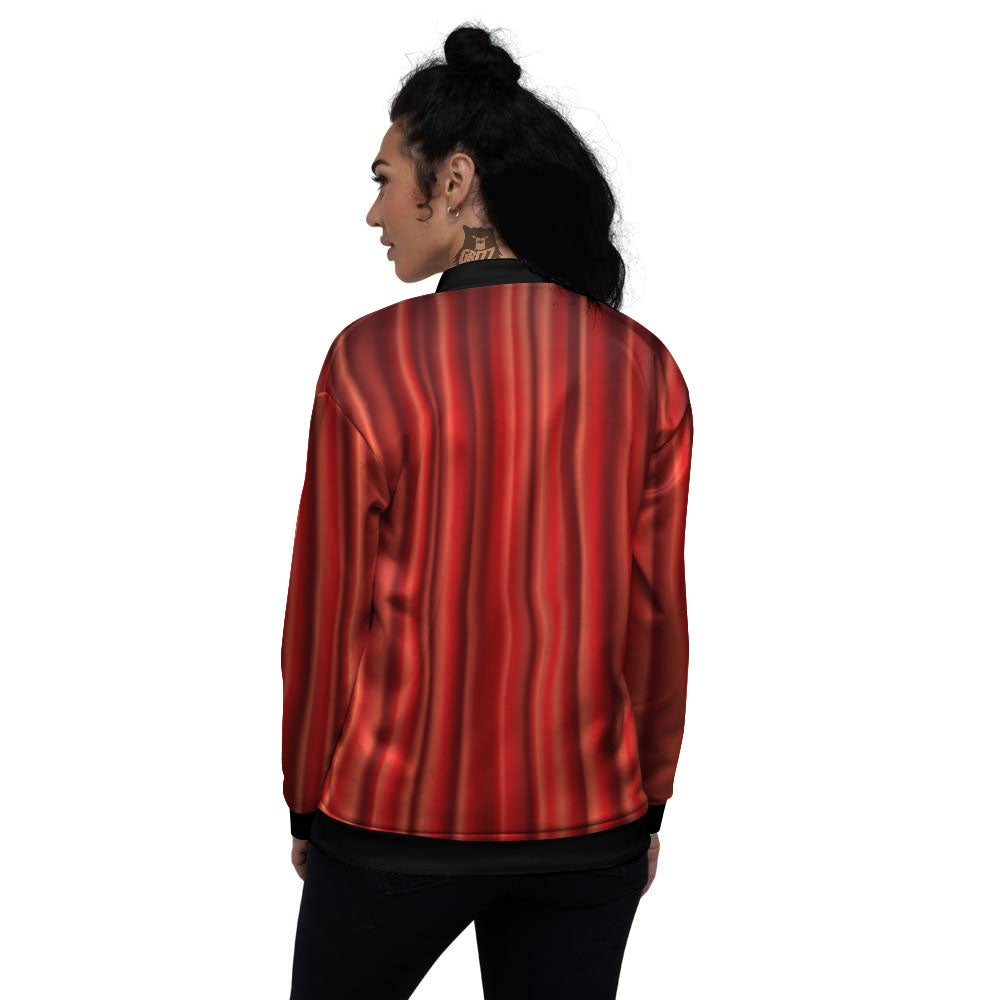 Theater Red Curtain Print Women's Bomber Jacket-grizzshop