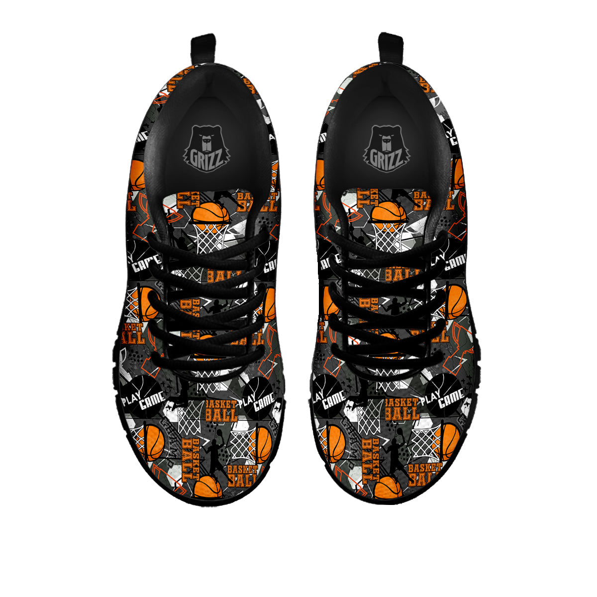 Theme Basketball Print Pattern Black Sneaker-grizzshop