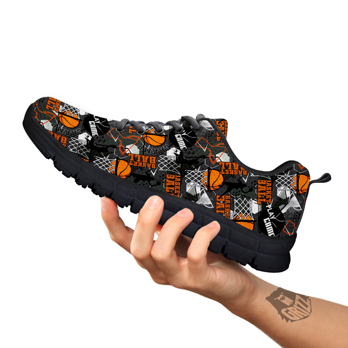Theme Basketball Print Pattern Black Sneaker-grizzshop