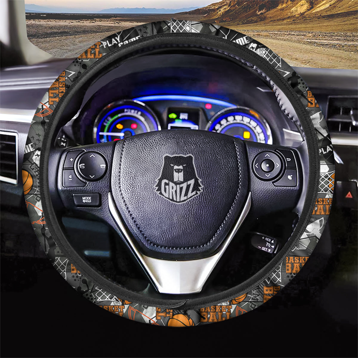 Theme Basketball Print Pattern Car Steering Wheel Cover-grizzshop