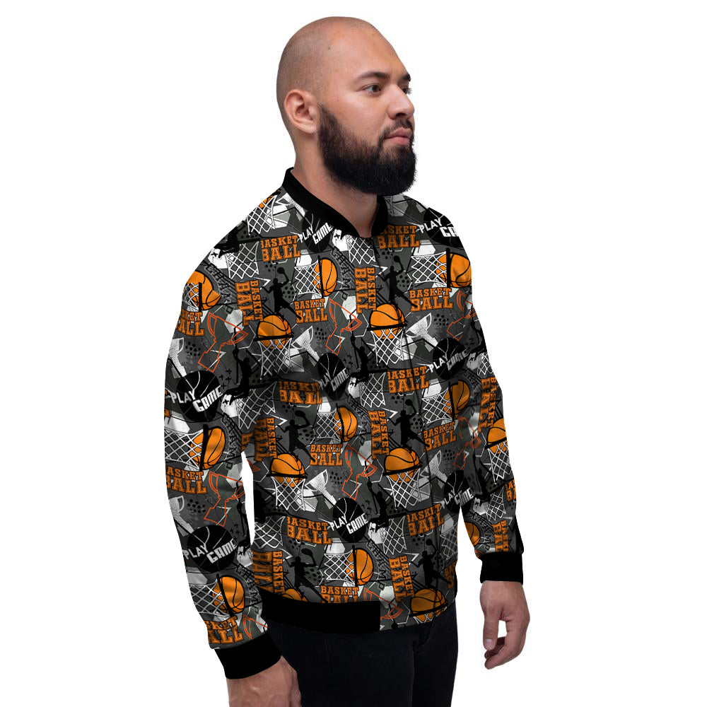Theme Basketball Print Pattern Men's Bomber Jacket-grizzshop