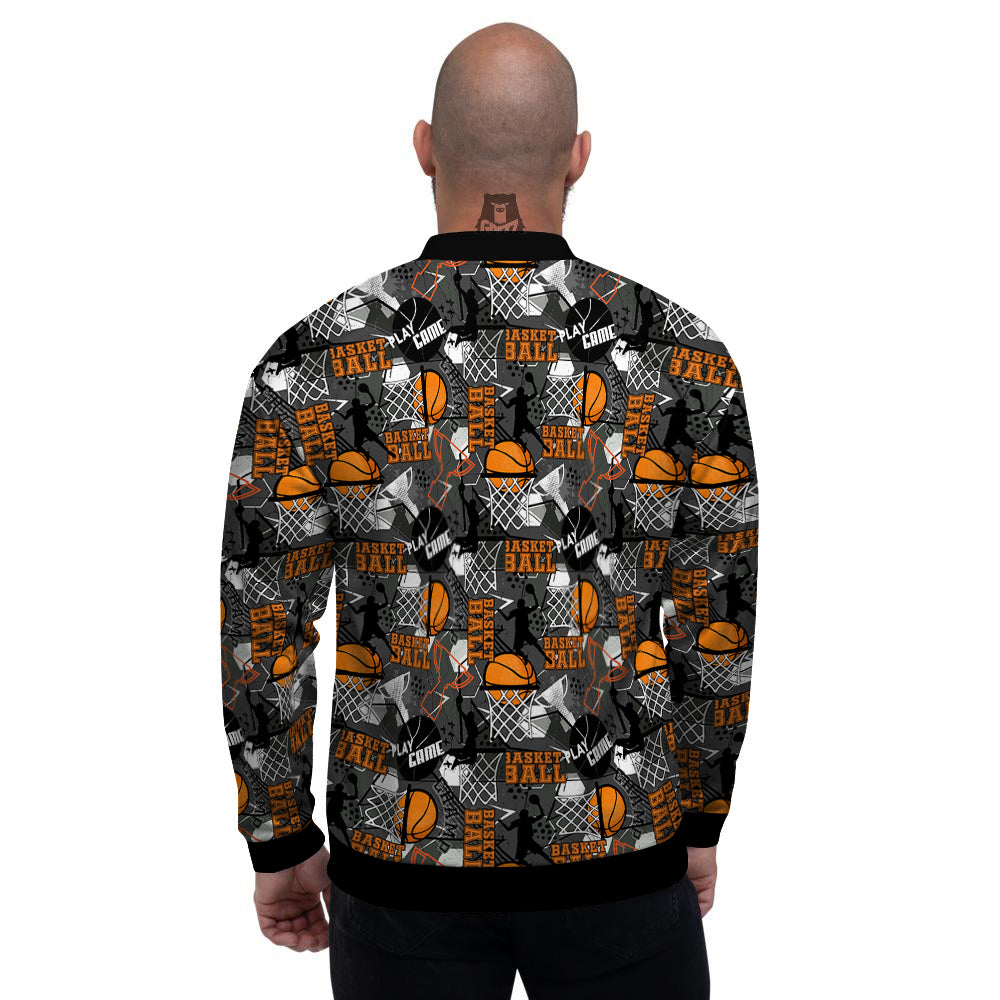 Theme Basketball Print Pattern Men's Bomber Jacket-grizzshop
