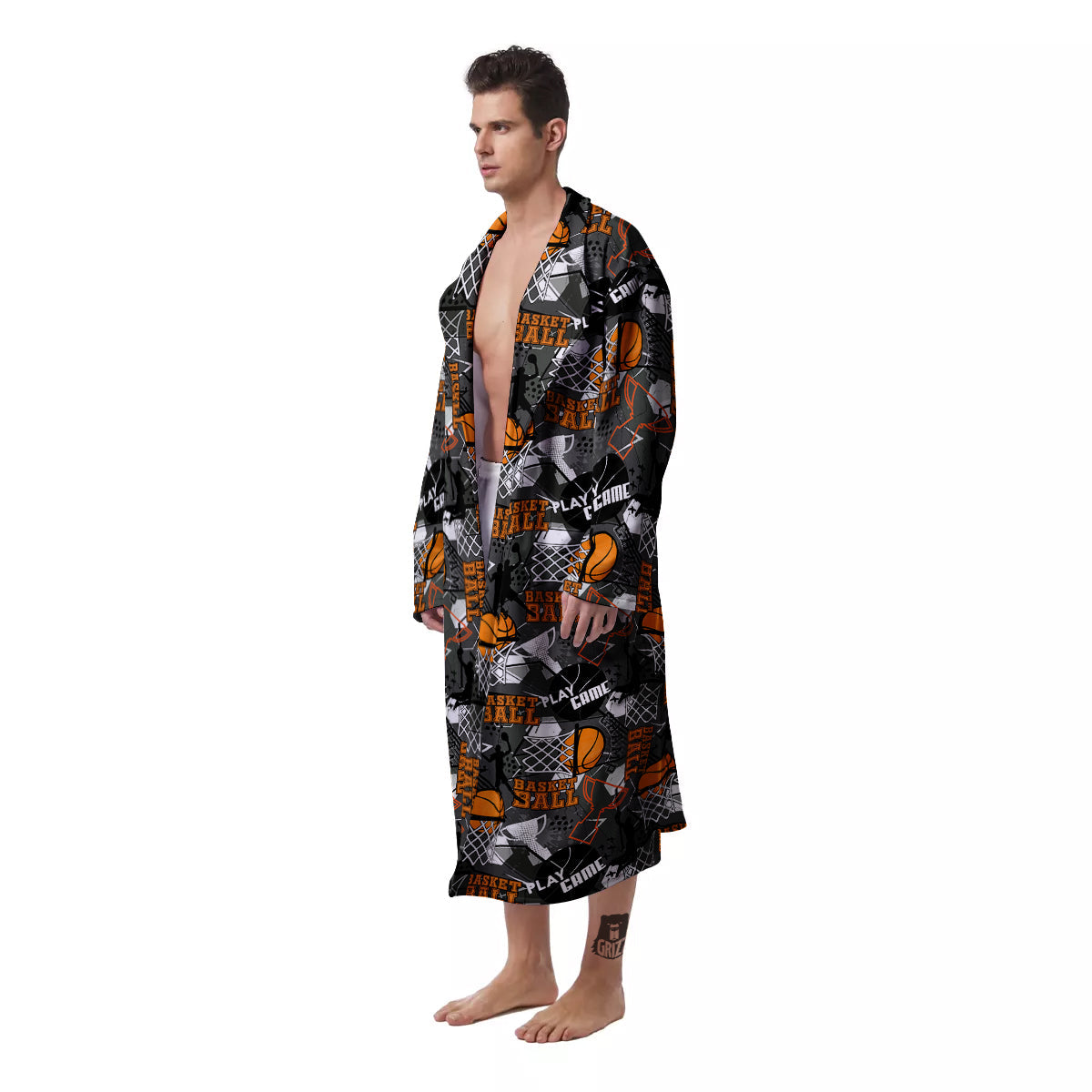 Theme Basketball Print Pattern Men's Robe-grizzshop