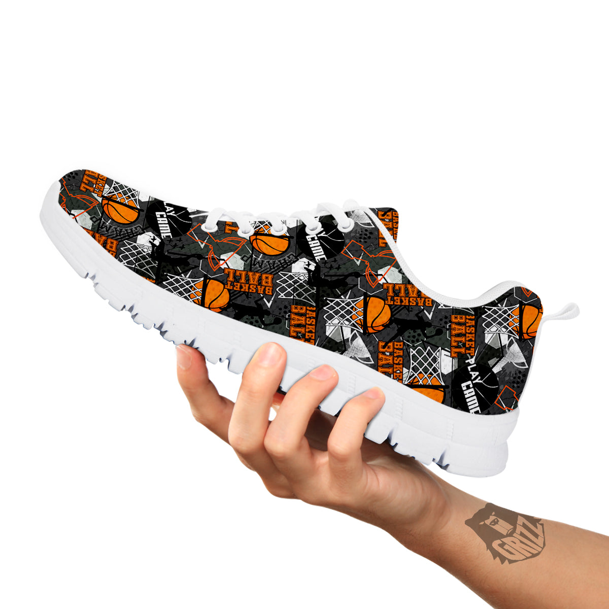 Theme Basketball Print Pattern White Sneaker-grizzshop