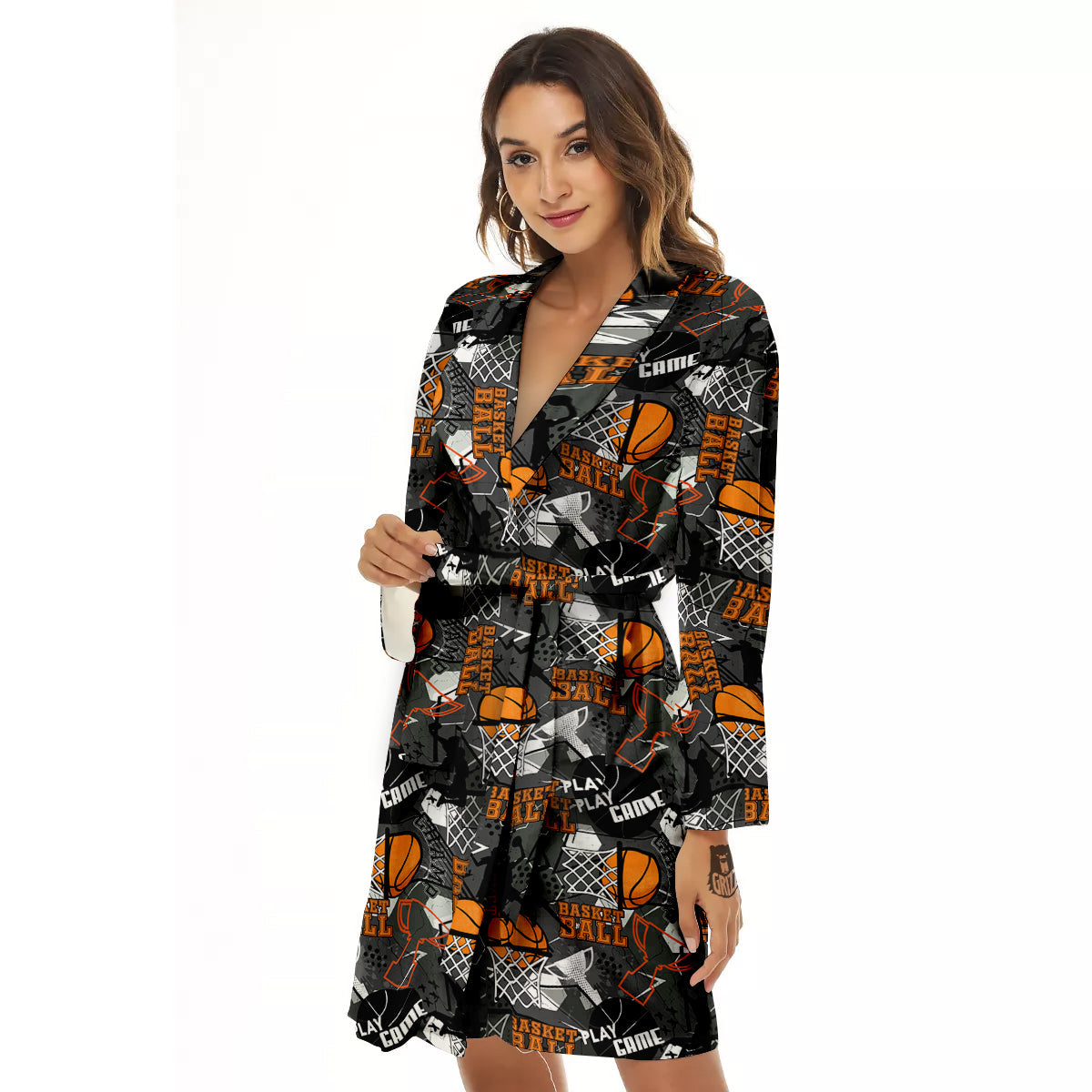Theme Basketball Print Pattern Women's Robe-grizzshop