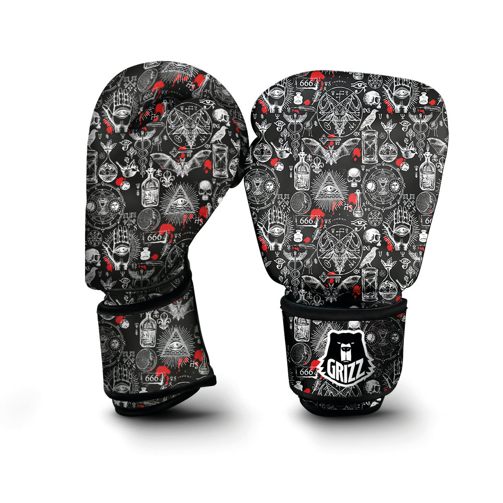 Theme Of Satanism Print Pattern Boxing Gloves-grizzshop