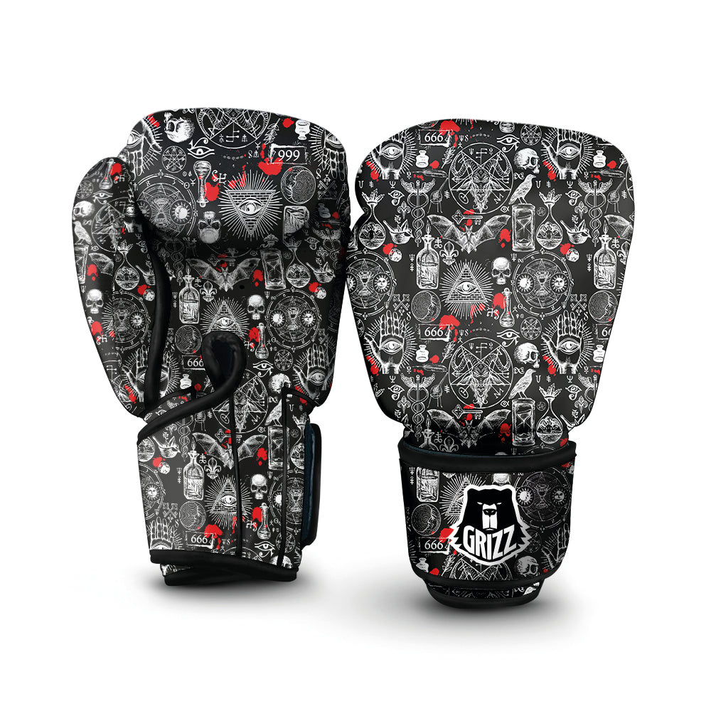 Theme Of Satanism Print Pattern Boxing Gloves-grizzshop