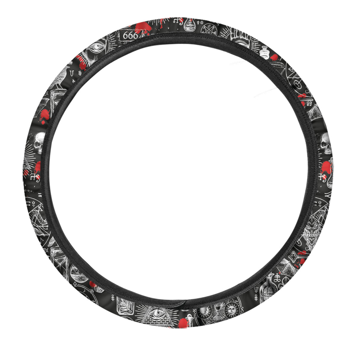 Theme Of Satanism Print Pattern Car Steering Wheel Cover-grizzshop