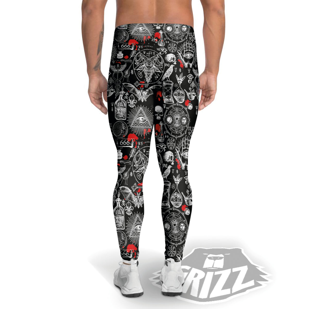 Theme Of Satanism Print Pattern Men's Leggings-grizzshop