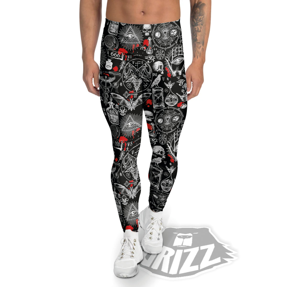 Theme Of Satanism Print Pattern Men's Leggings-grizzshop