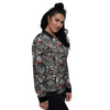 Theme Of Satanism Print Pattern Women's Bomber Jacket-grizzshop