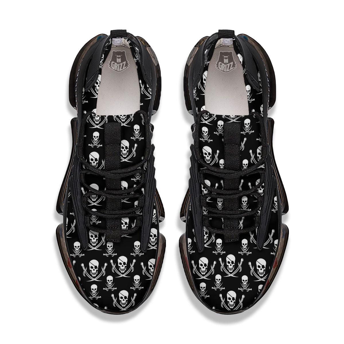 Theme Pirate Print Pattern Black Gym Shoes-grizzshop