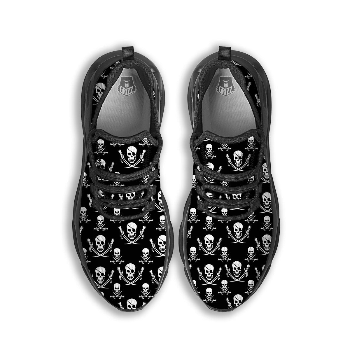 Theme Pirate Print Pattern Black Running Shoes-grizzshop