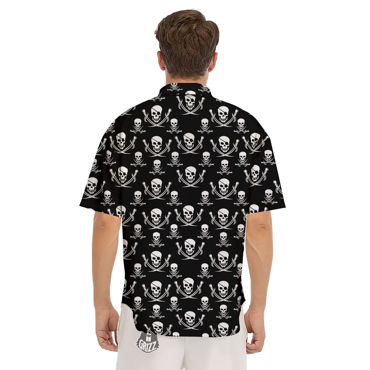Theme Pirate Print Pattern Men's Short Sleeve Shirts-grizzshop