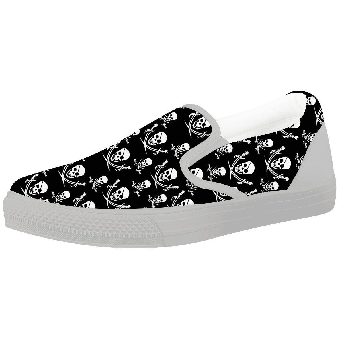 Theme Pirate Print Pattern White Slip On Shoes-grizzshop