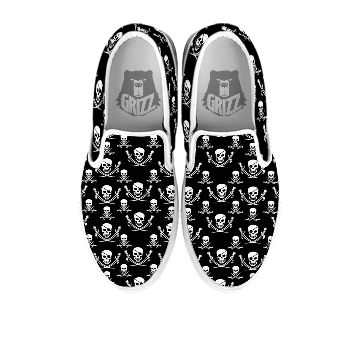 Theme Pirate Print Pattern White Slip On Shoes-grizzshop
