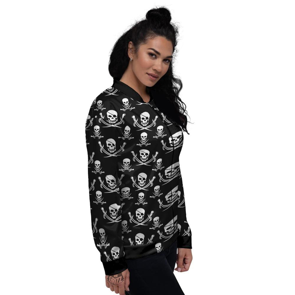 Theme Pirate Print Pattern Women's Bomber Jacket-grizzshop