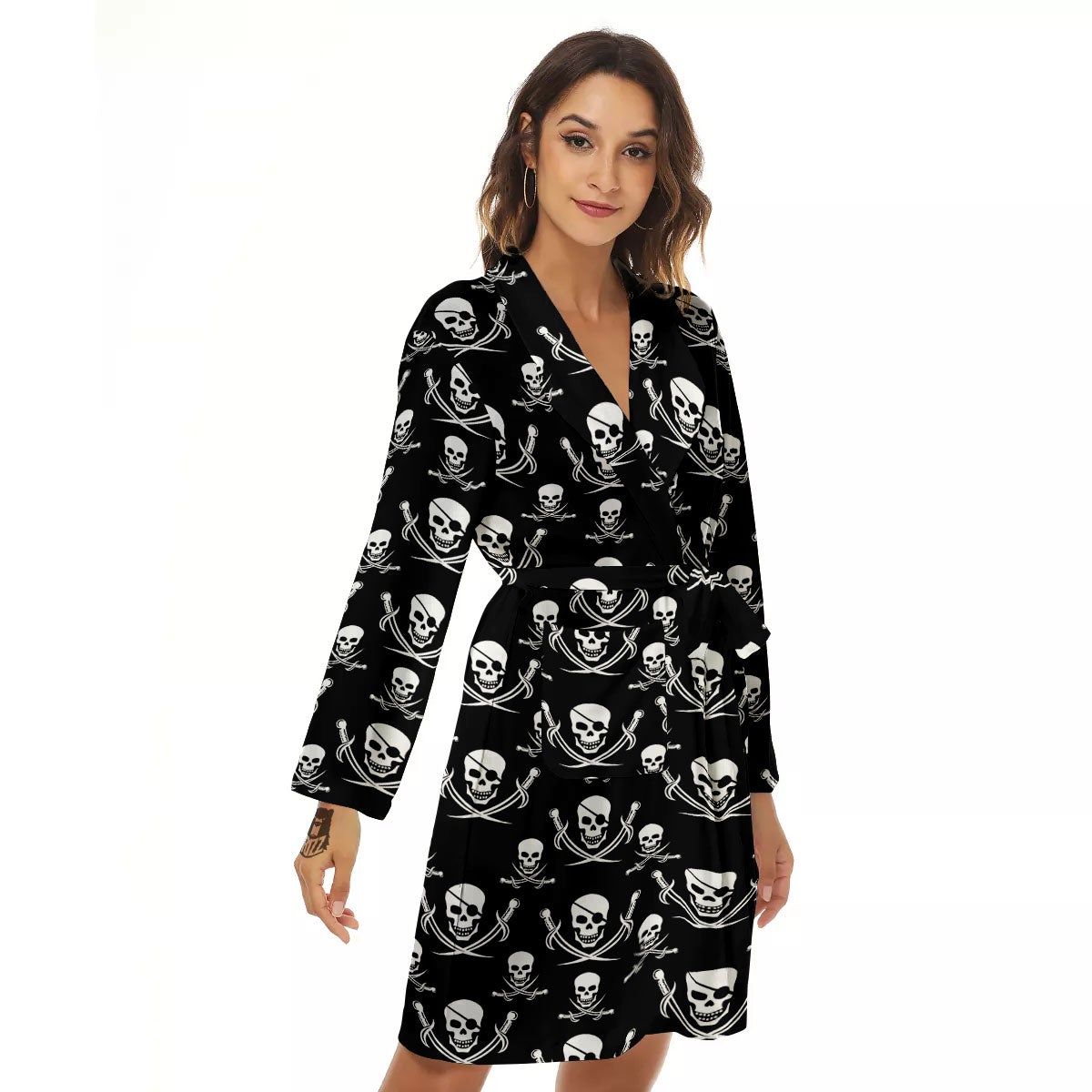 Theme Pirate Print Pattern Women's Robe-grizzshop