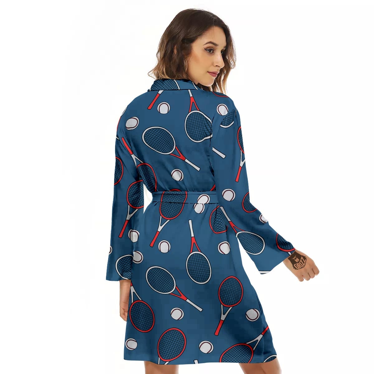 Theme Tennis Print Pattern Women's Robe-grizzshop