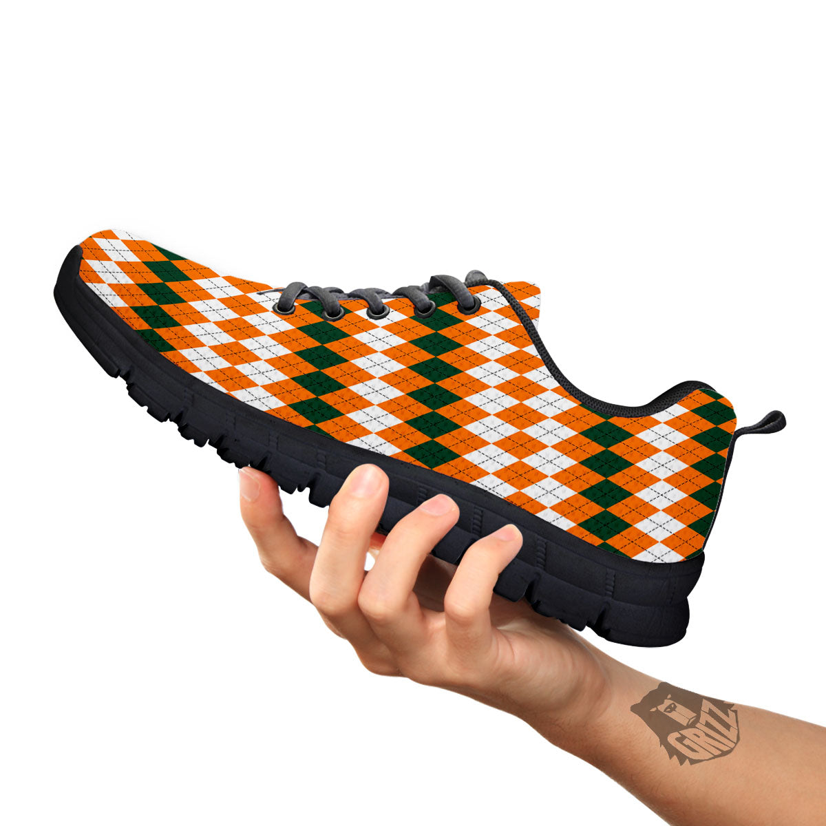 Themed Argyle Halloween Print Pattern Black Sneaker-grizzshop