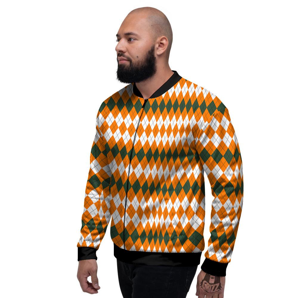 Themed Argyle Halloween Print Pattern Men's Bomber Jacket-grizzshop