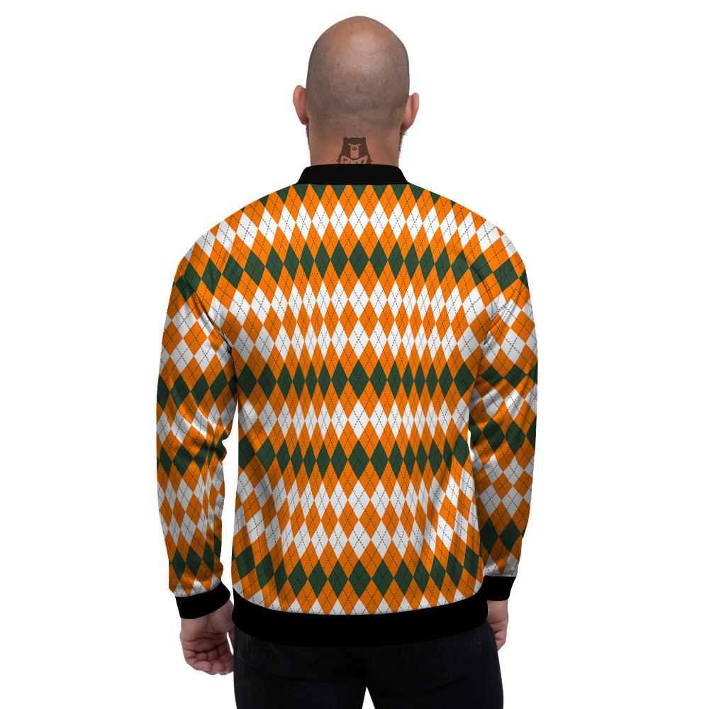 Themed Argyle Halloween Print Pattern Men's Bomber Jacket-grizzshop