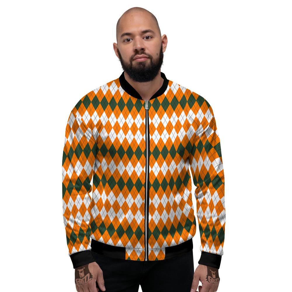 Themed Argyle Halloween Print Pattern Men's Bomber Jacket-grizzshop