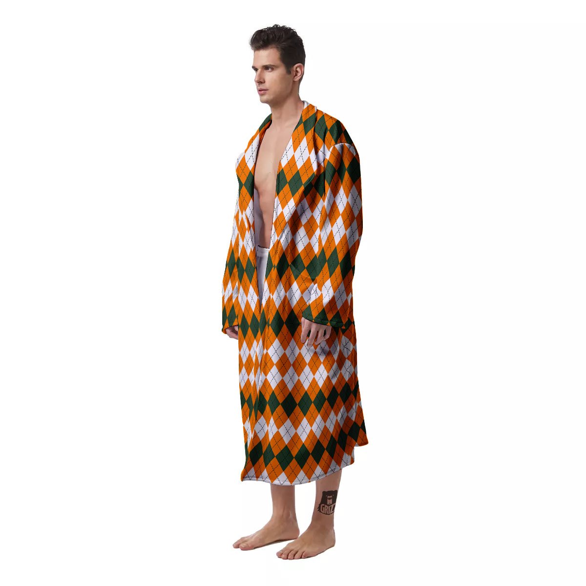 Themed Argyle Halloween Print Pattern Men's Robe-grizzshop